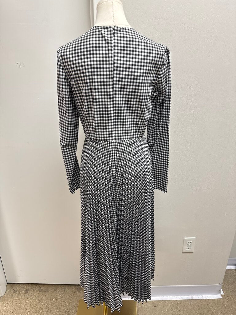 Red Valentino Black and White Gingham Midi Dress