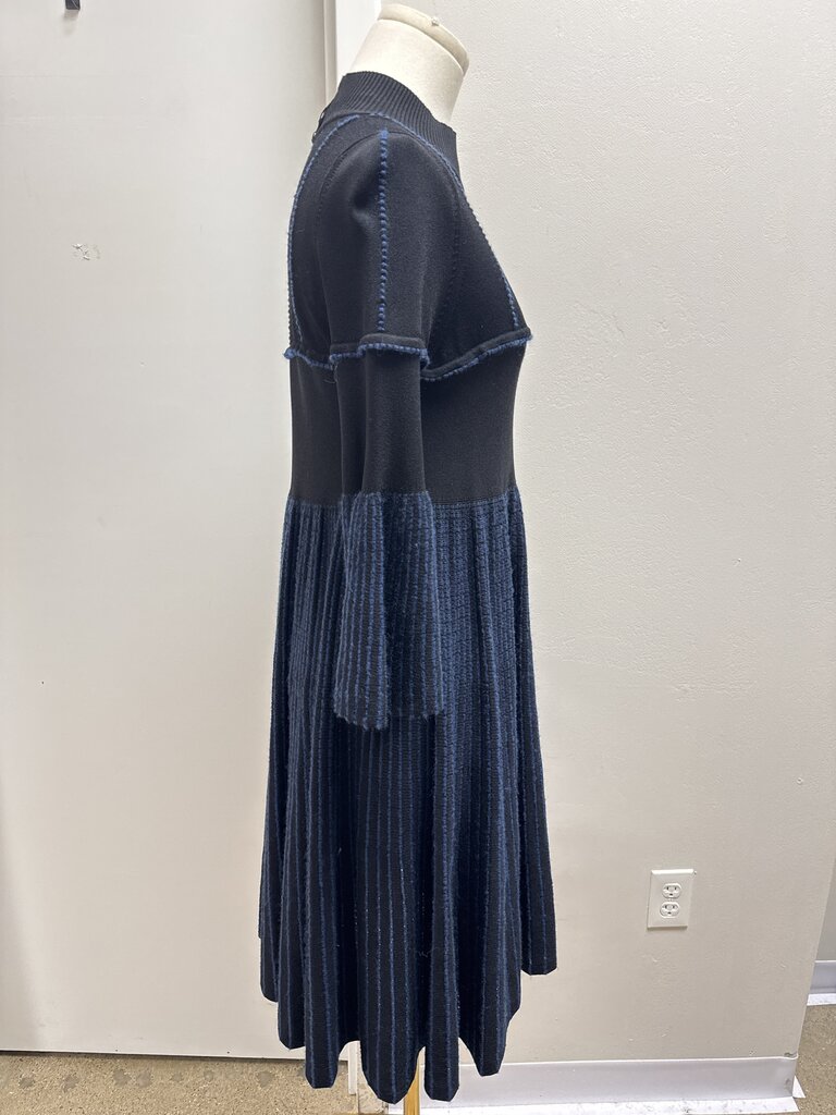 Fendi Blue Knit Mock Neck Dress