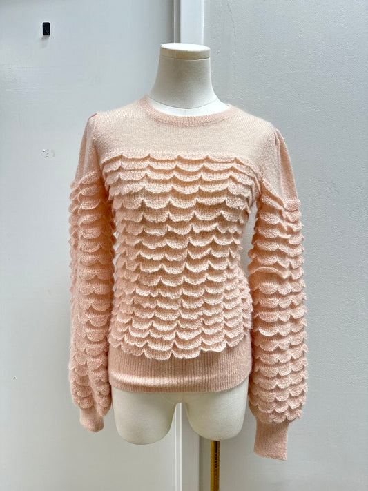 Zimmermann Light Pink Scallop Sweater NWT