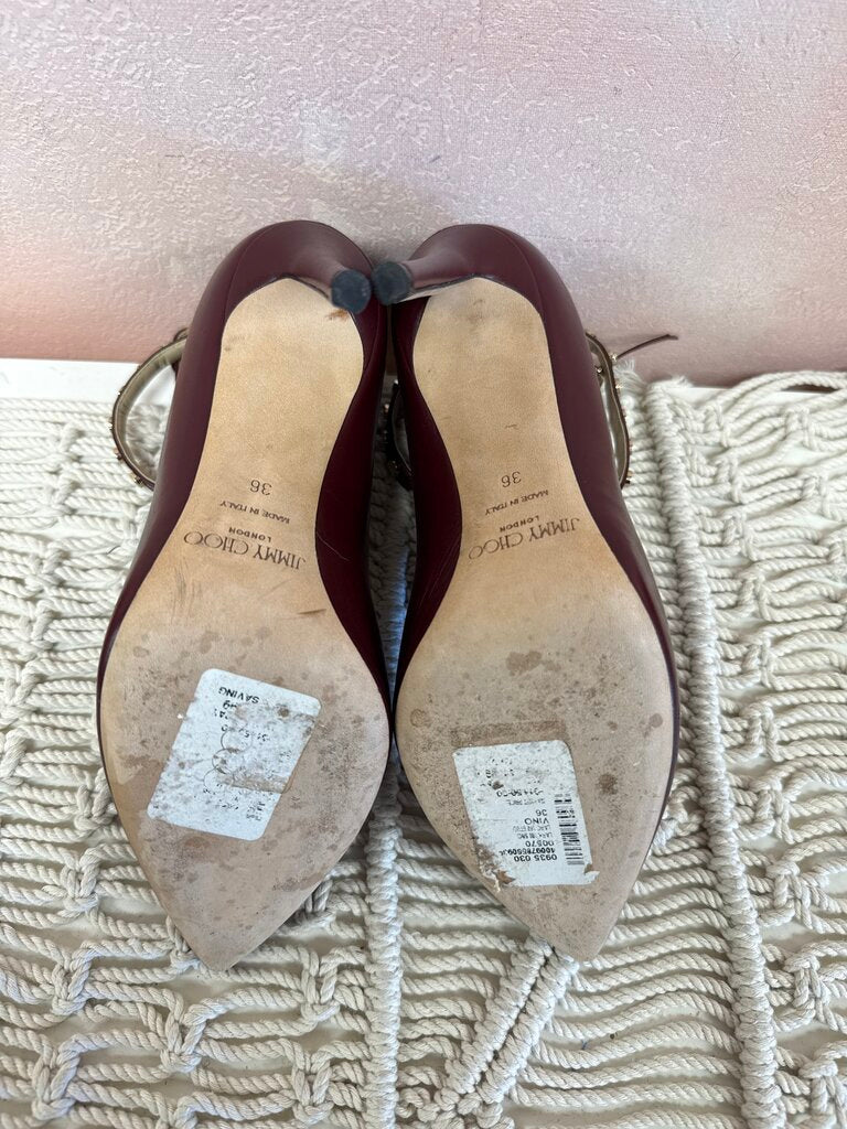 Jimmy Choo Maroon Ankle Strap Heel