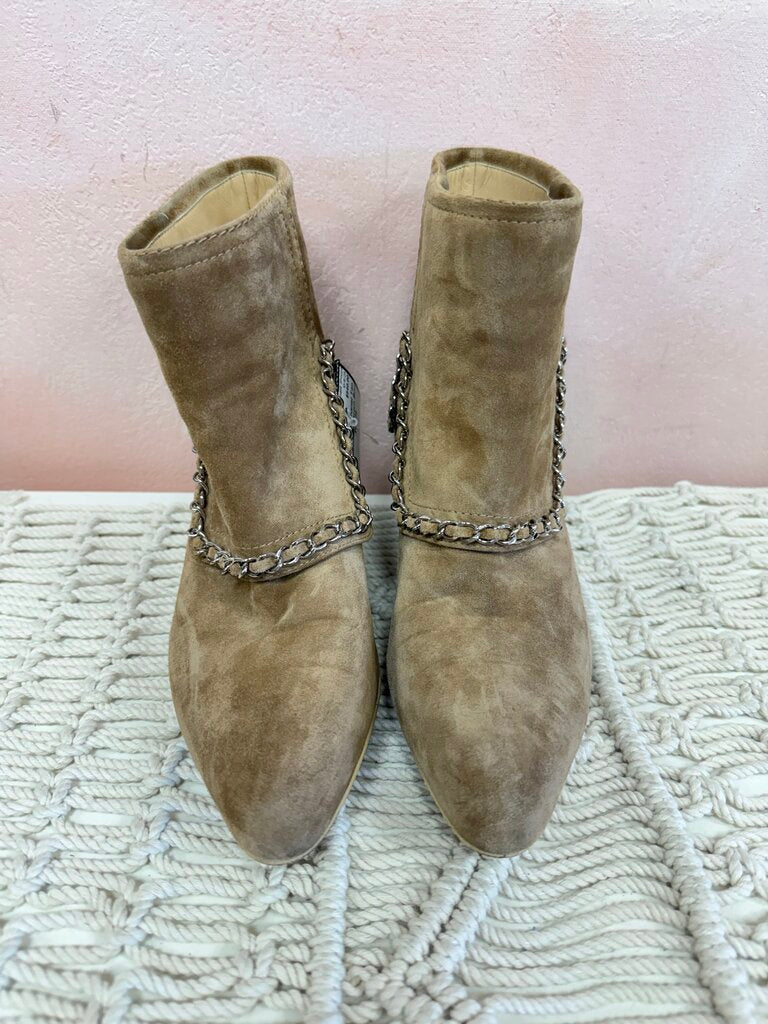 Chanel Tan Suede Western Boot