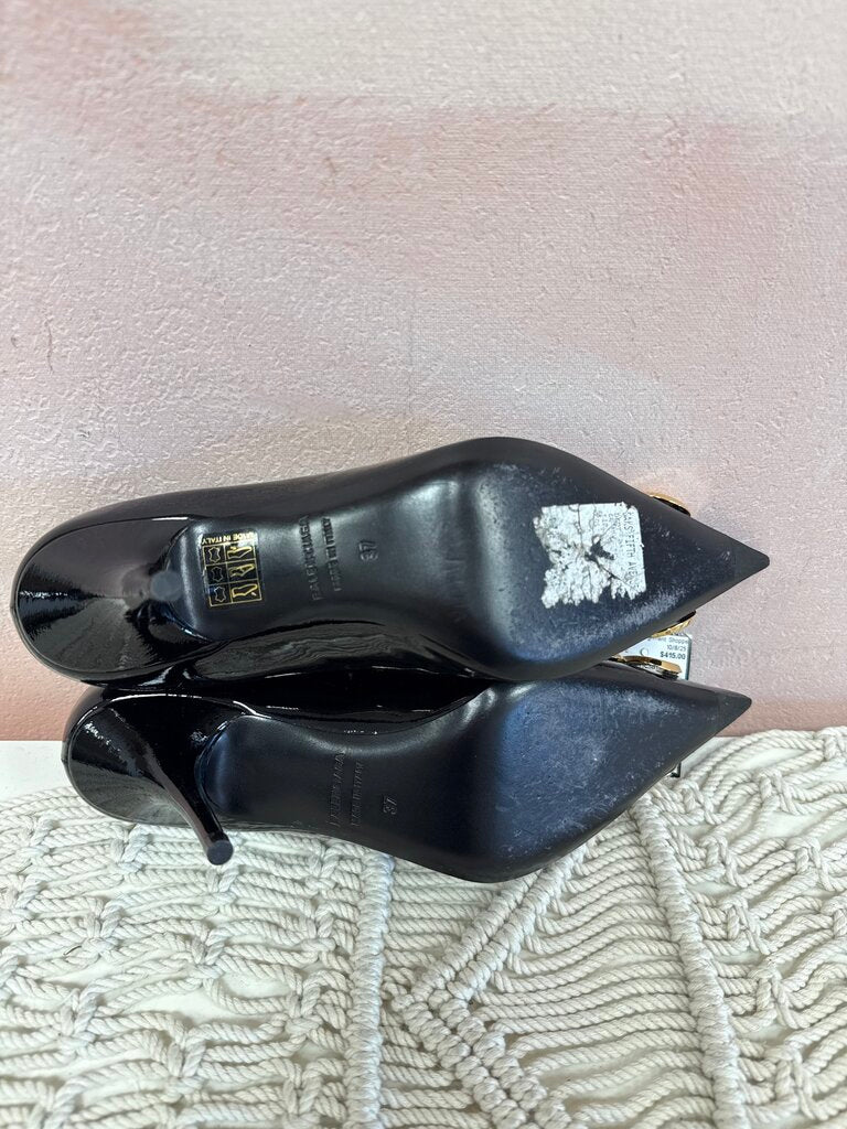 Balenciaga Black Patent Logo Pump