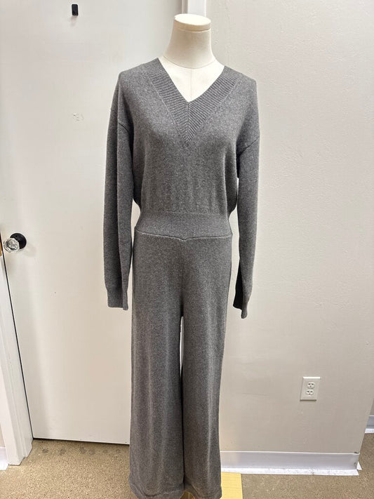 Theory Grey V-Neck Jumpsuit