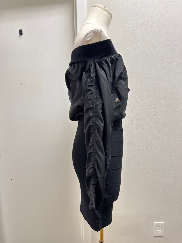 Herve Leger Black Zip Up Dress