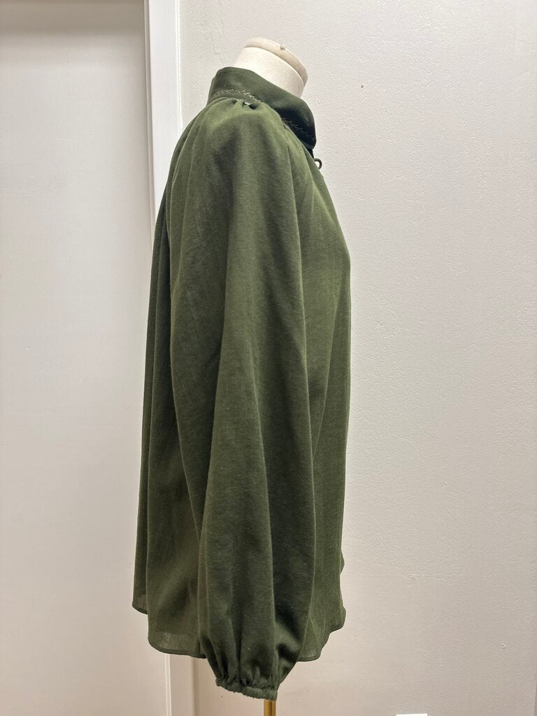 Rosewater House Green Mock Neck Henley
