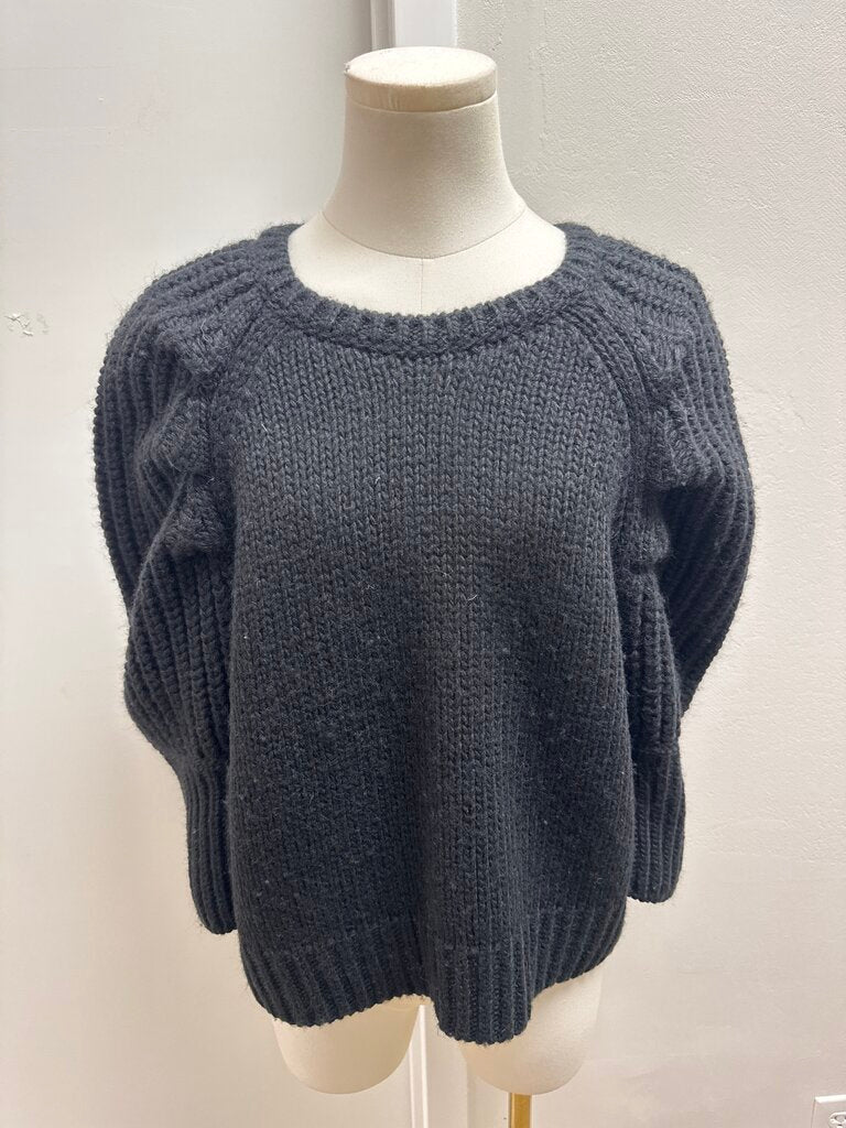 Miu Miu Black Puff Sleeve Chunky Knit Sweater