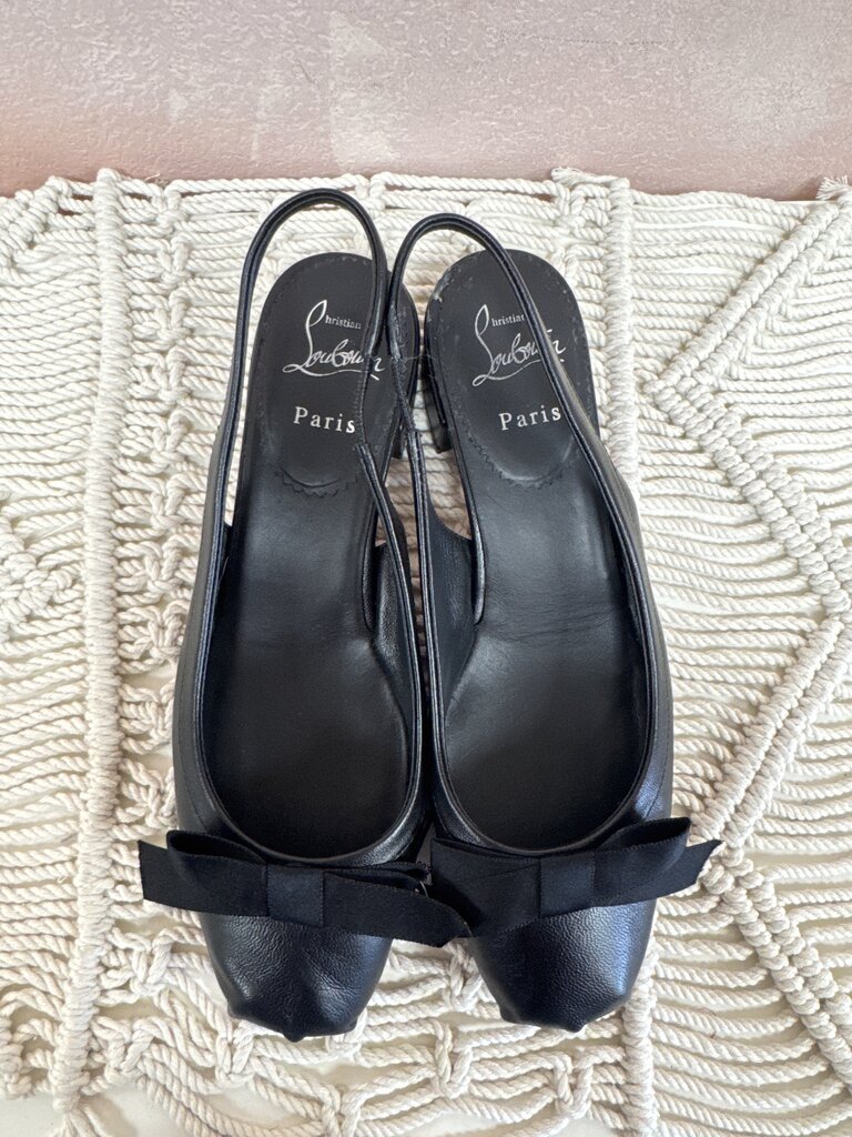 Louboutin Black Slingback Ballet Pointe Shoe