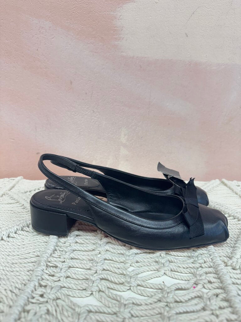 Louboutin Black Slingback Ballet Pointe Shoe