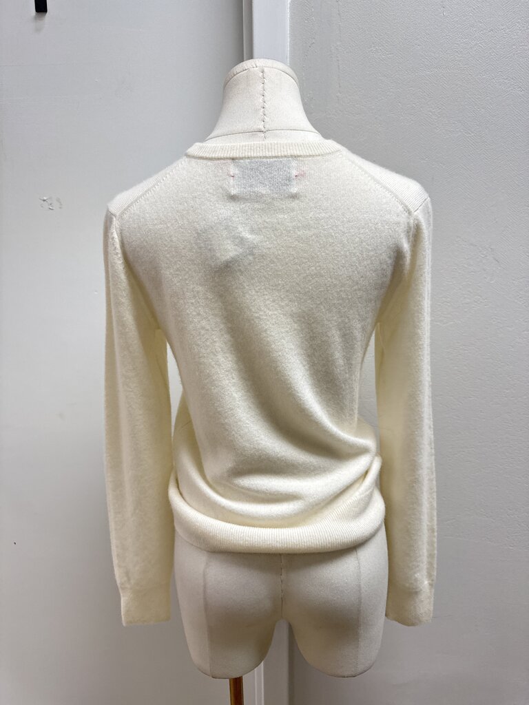 Lingua Franca White Graphic Cashmere Sweater