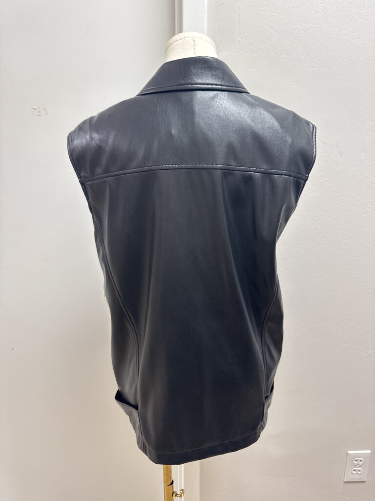 Open Edit Black Faux Leather Vest NWT