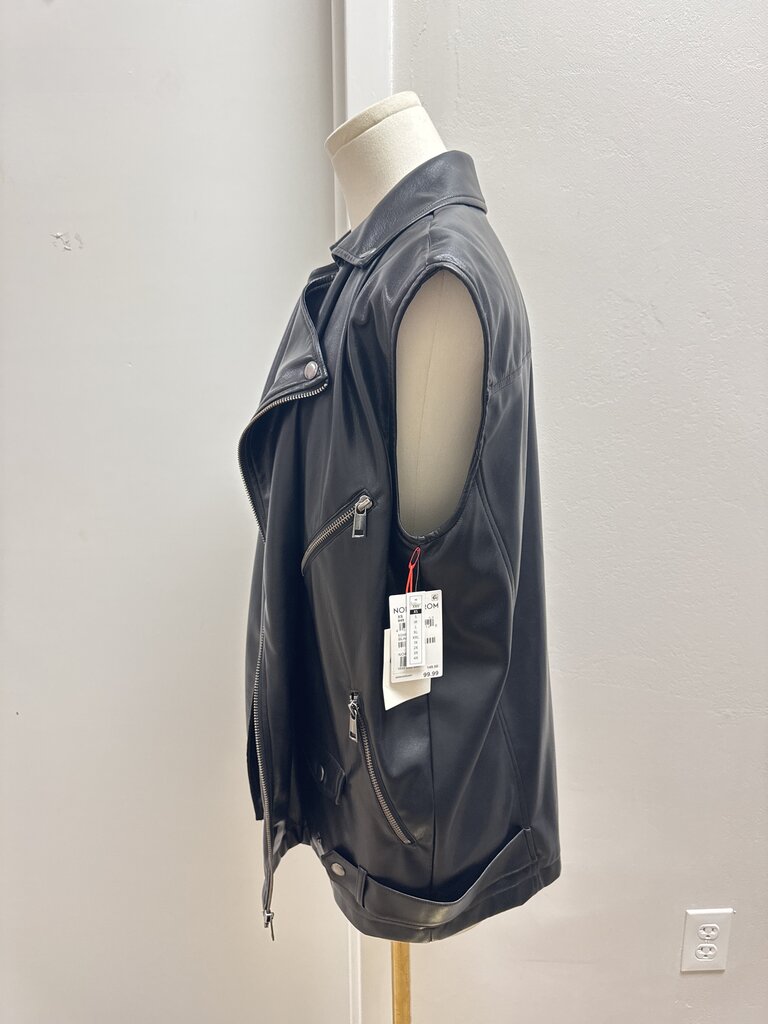 Open Edit Black Faux Leather Vest NWT