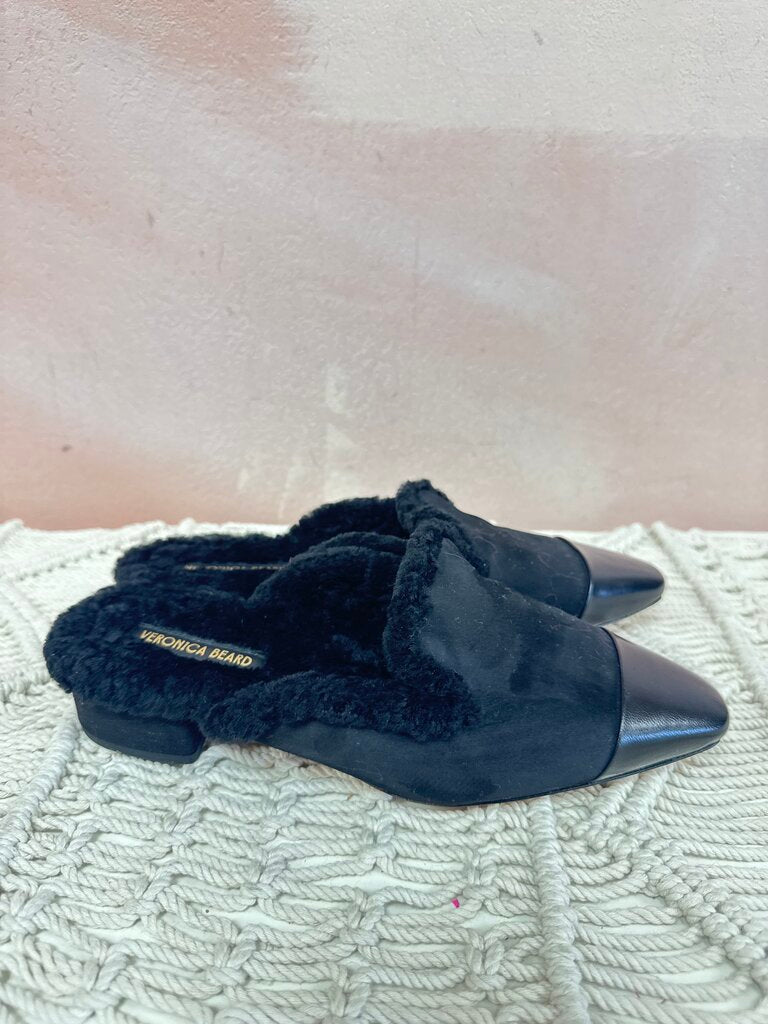 Veronica Beard Black Shearling Mule NWT