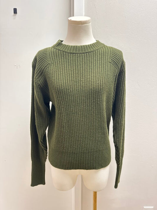 Anine Bing Olive Ribbed Sweater NWT