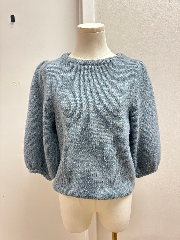 Demylee Blue Marled Puff Sleeve Sweater