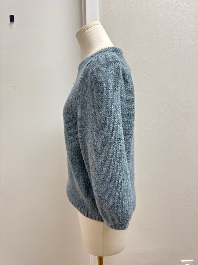 Demylee Blue Marled Puff Sleeve Sweater