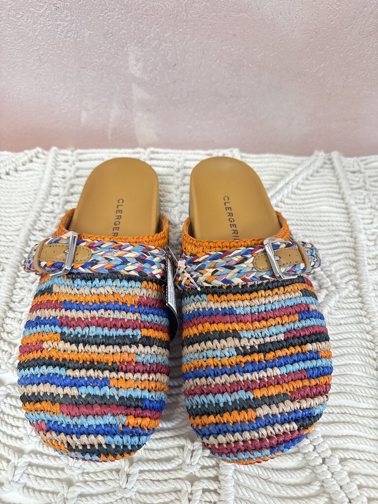 Clergerie Orange Multi Raffia Clog