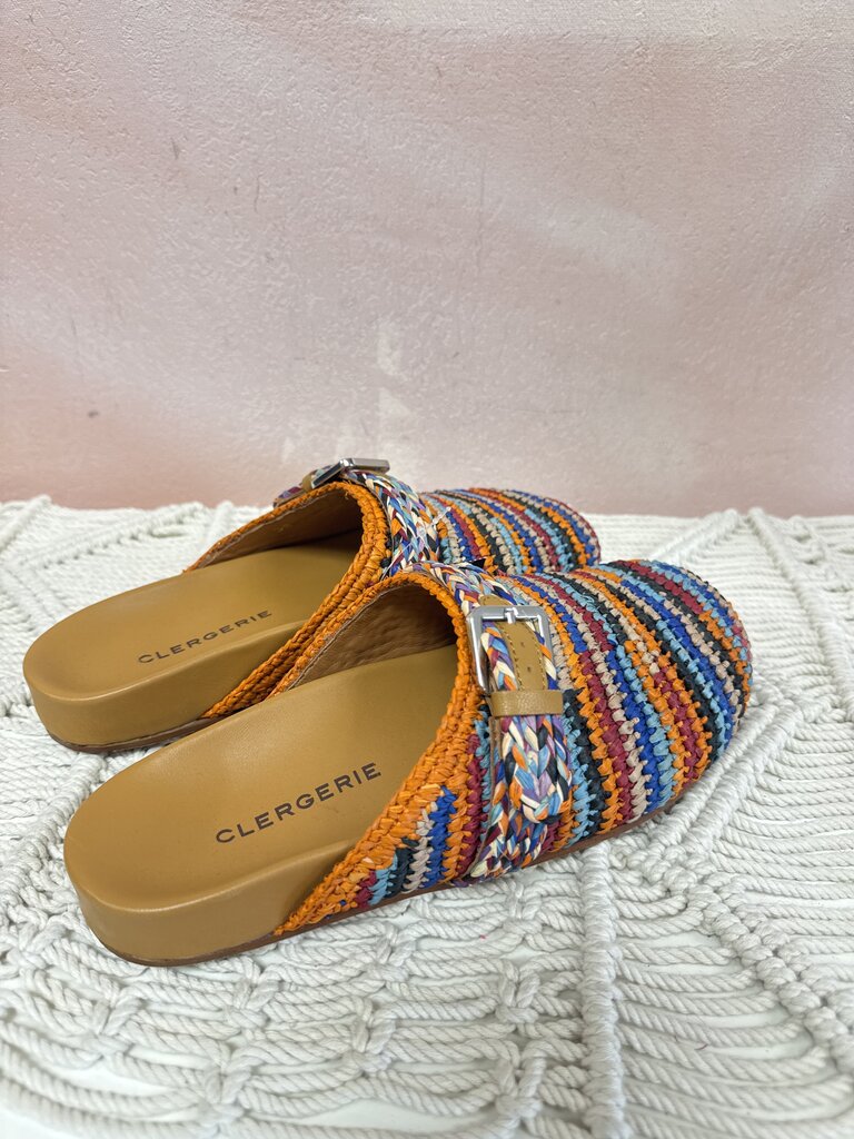 Clergerie Orange Multi Raffia Clog