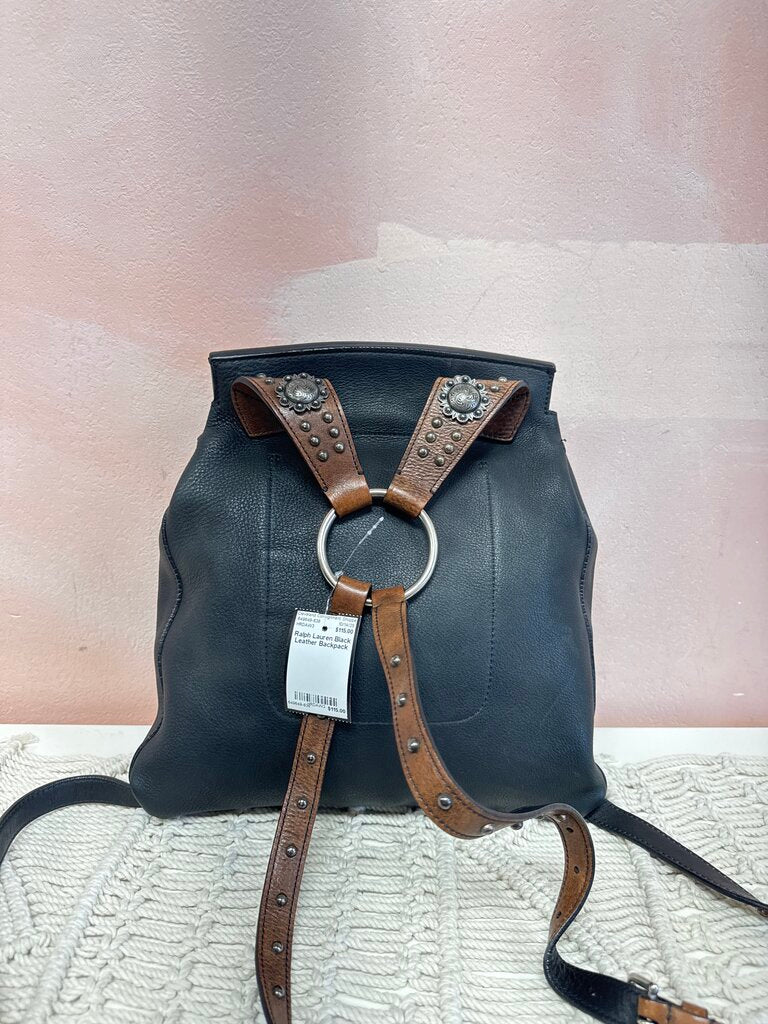 Ralph Lauren Black Leather Backpack
