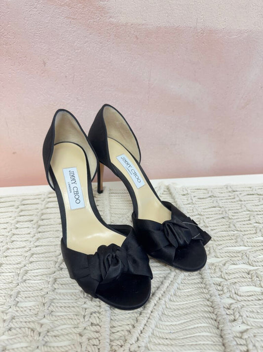 Jimmy Choo Black Satin Bow Pump w/Box