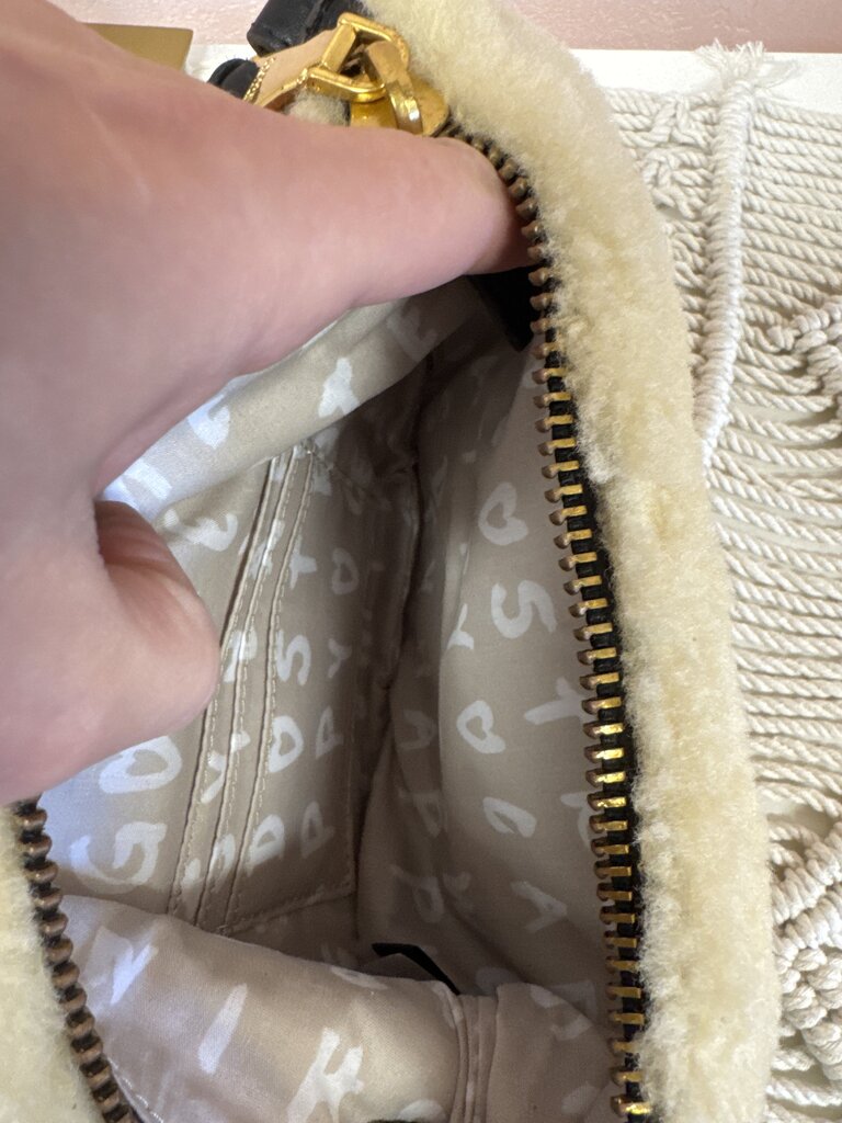 Aimee Kestenberg Cream Faux Shearling Bum Bag