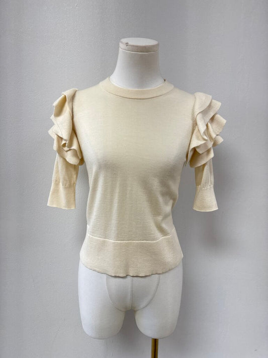 Veronica Beard Ivory Ruffle Sweater