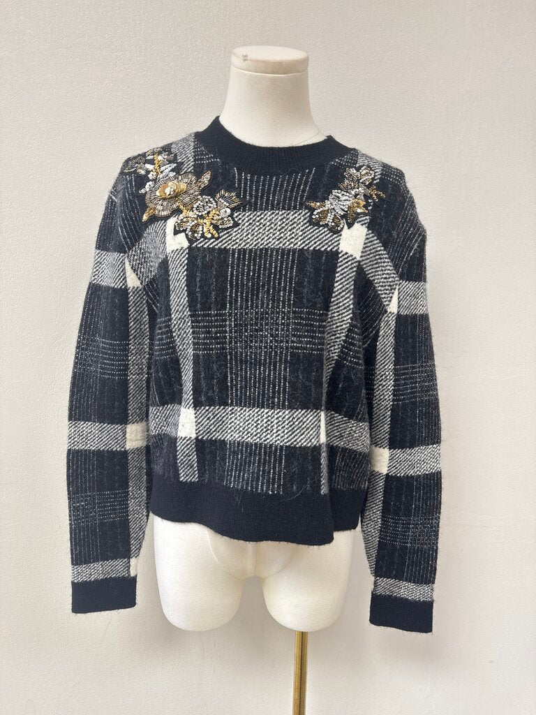 Veronica Beard Black Plaid Sweater