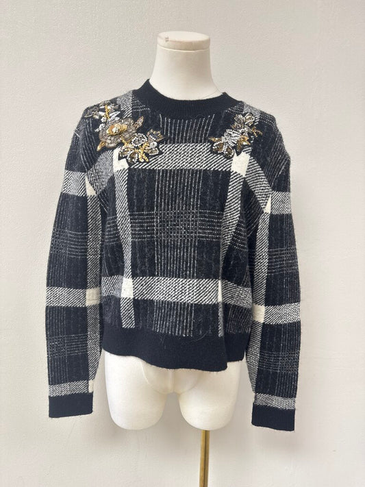 Veronica Beard Black Plaid Sweater