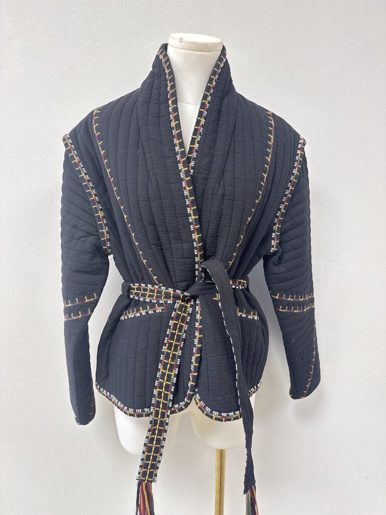 ba&sh Black Embroidered Quilted Jacket
