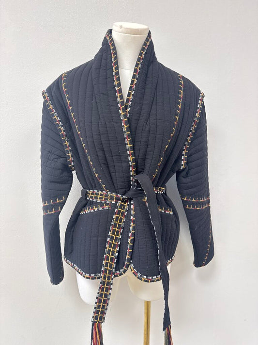 ba&sh Black Embroidered Quilted Jacket