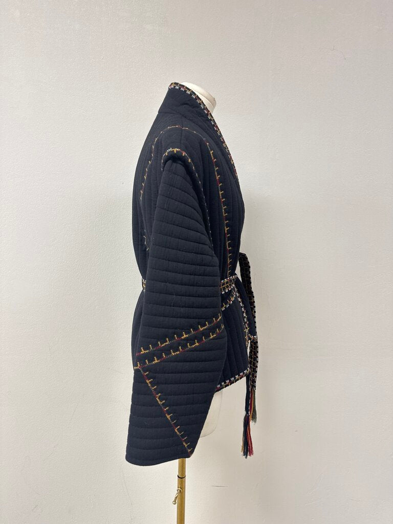 ba&sh Black Embroidered Quilted Jacket