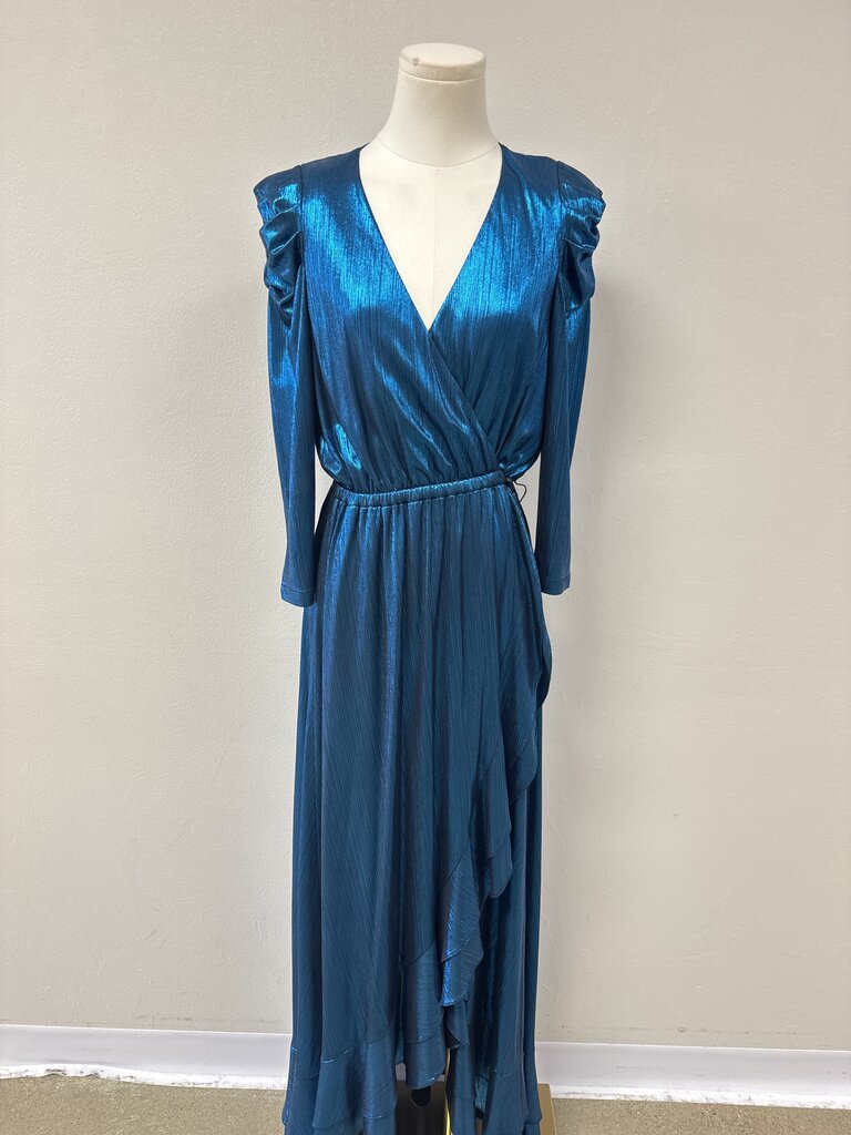 Retrofete Metallic Blue Wrap Gown