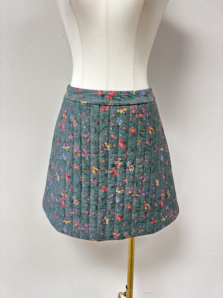 Hill House Green Floral Quilted Mini Skirt