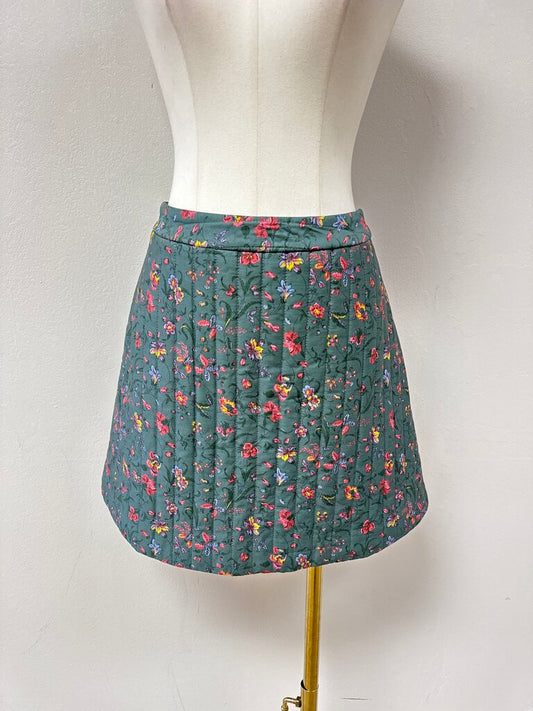 Hill House Green Floral Quilted Mini Skirt
