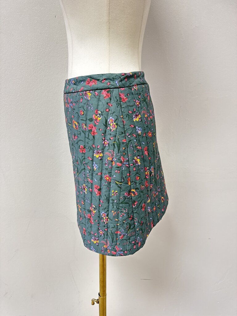 Hill House Green Floral Quilted Mini Skirt