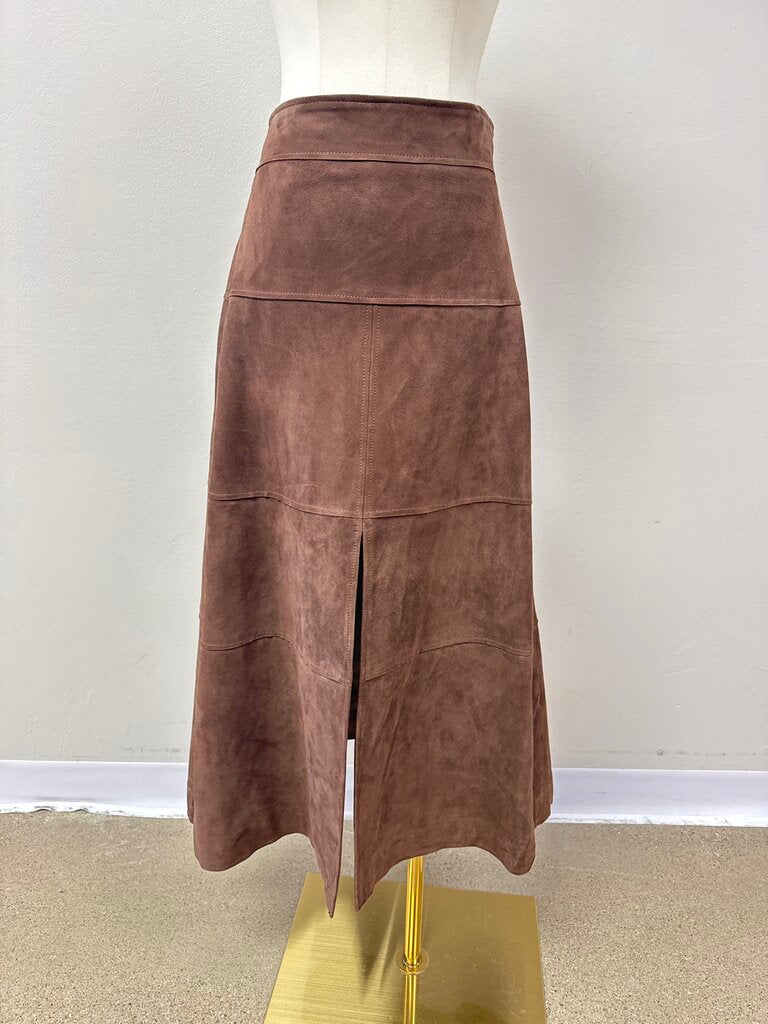 Tanya Taylor Brown Suede Maxi Skirt
