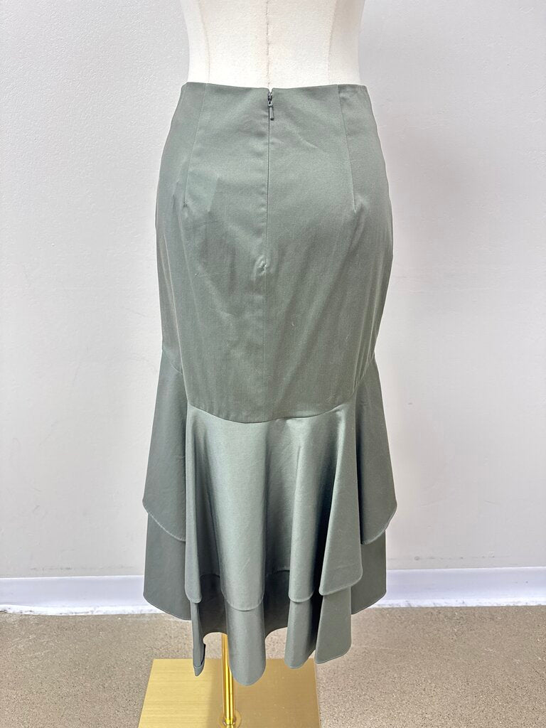 Scripted Olive Ruffle Midi Skirt NWT