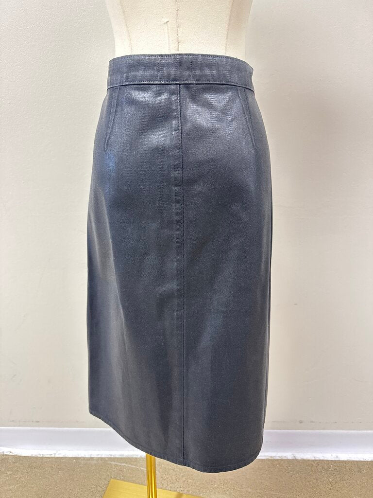 L'Agence Black Coated Midi Skirt NWT