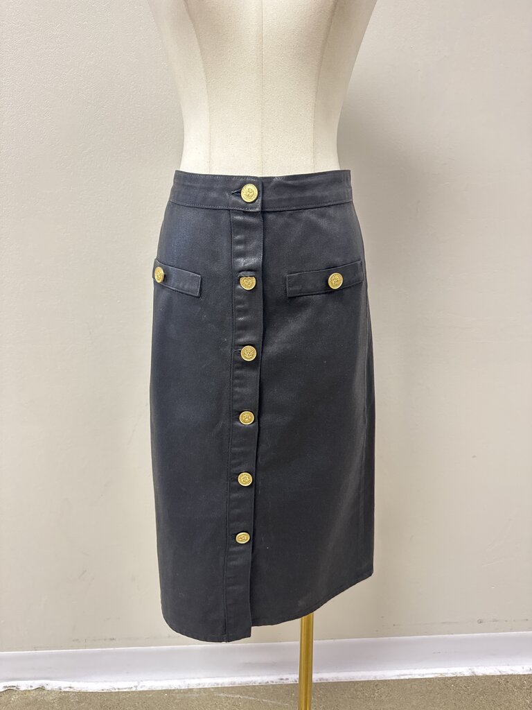 L'Agence Black Coated Midi Skirt NWT