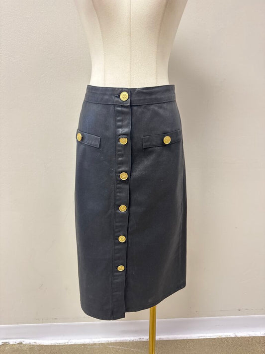 L'Agence Black Coated Midi Skirt NWT