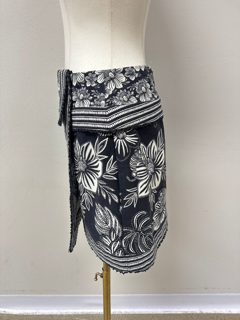 Farm Rio Black Floral Skirt