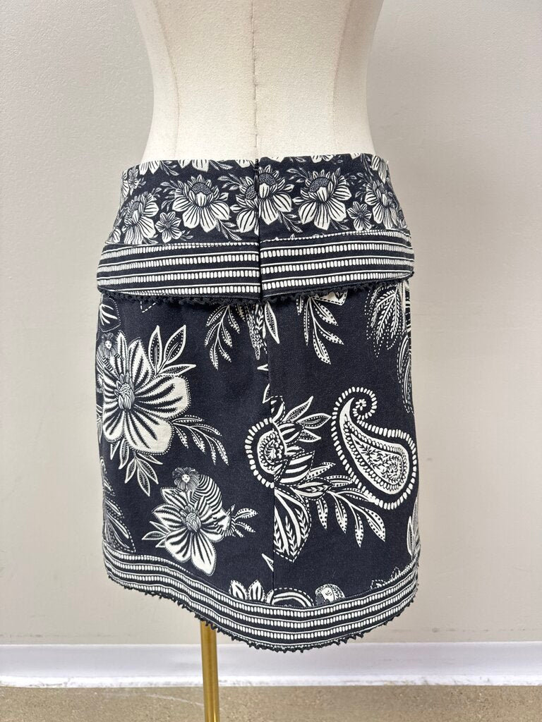 Farm Rio Black Floral Skirt