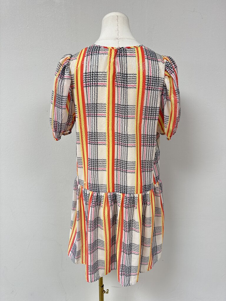 English Factory Ivory Plaid Sequin Dress NWT