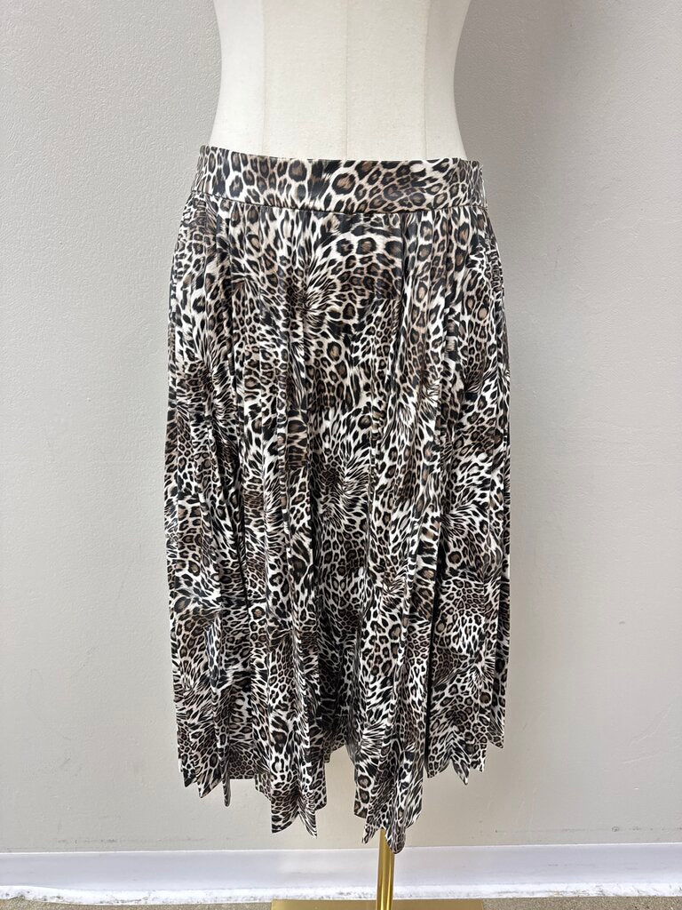 Gracia Taupe Animal Print Pleated Poly Skirt