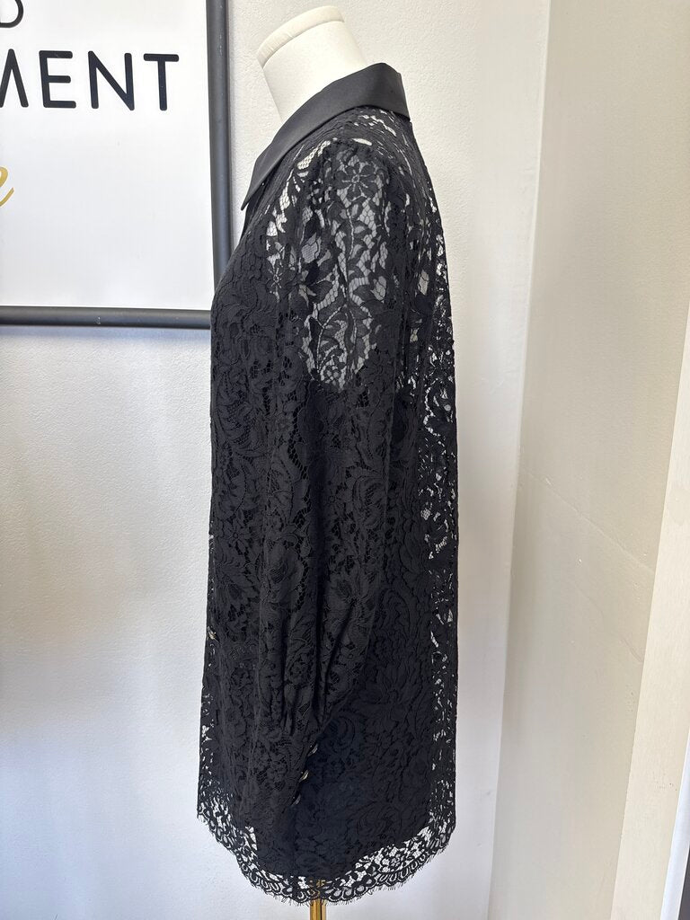 L'Agence Black Lace Shirt Dress