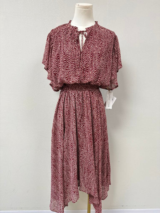Bishop + Young Maroon Floral Smocked Maxi Dress NWT