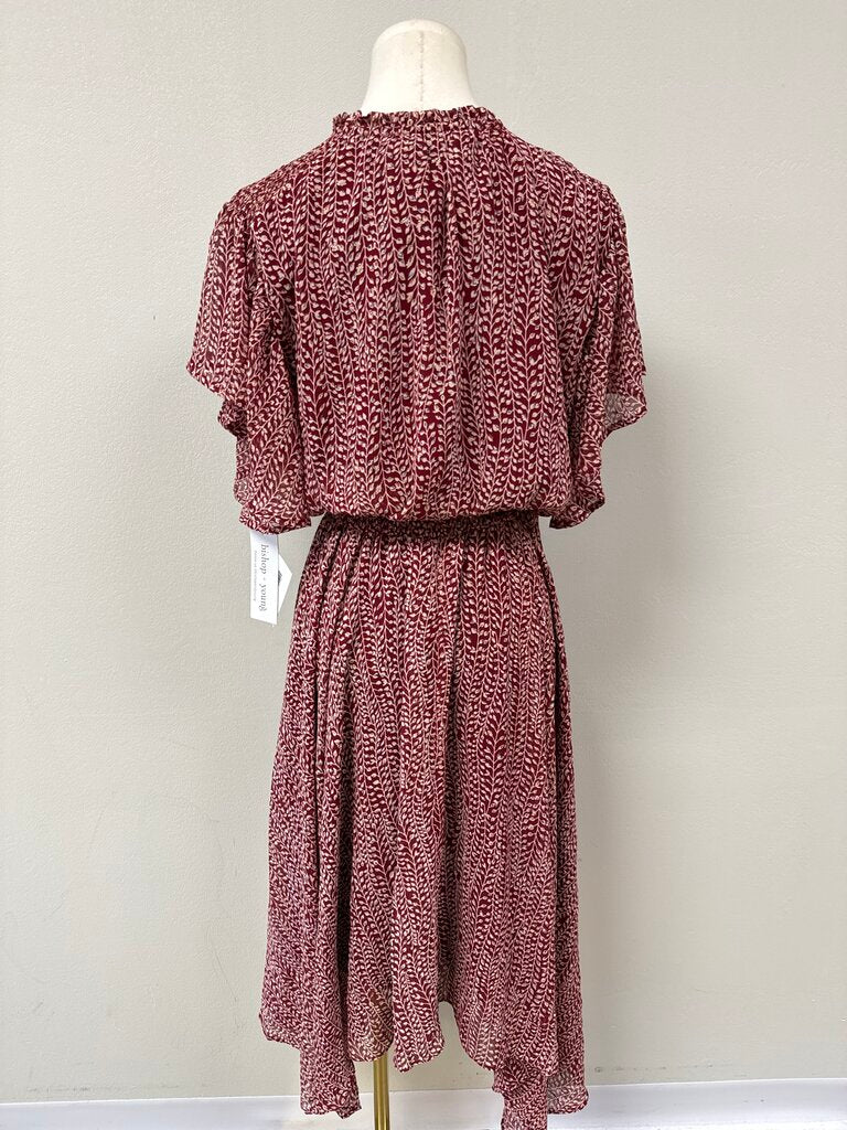 Bishop + Young Maroon Floral Smocked Maxi Dress NWT