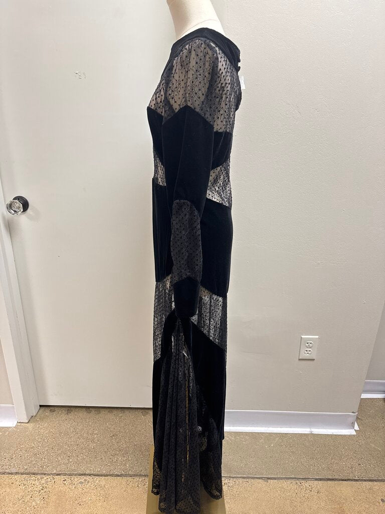 For Love & Lemons Black Lace and Velvet Dress NWT