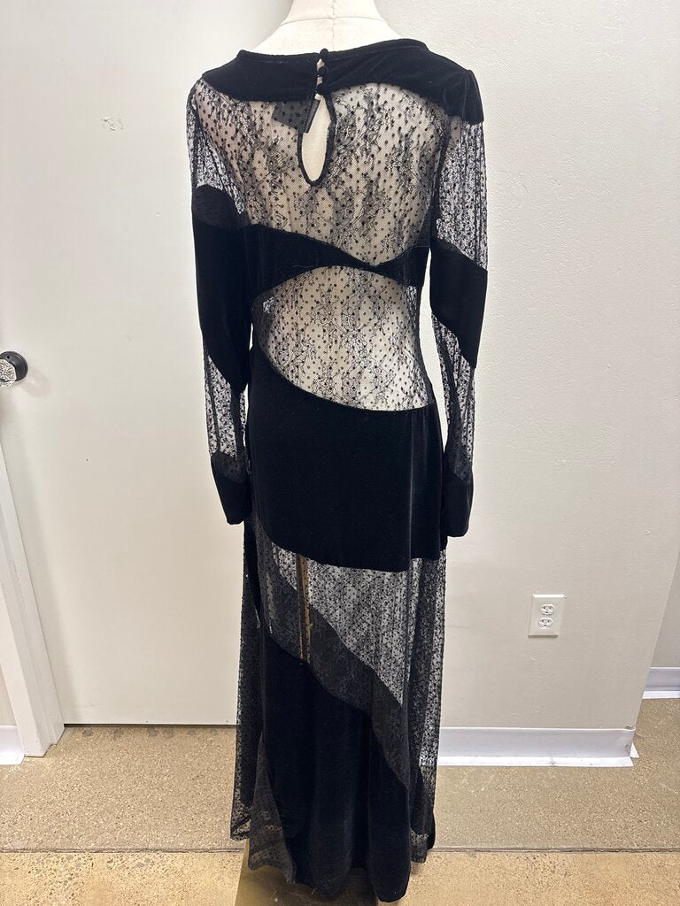 For Love & Lemons Black Lace and Velvet Dress NWT