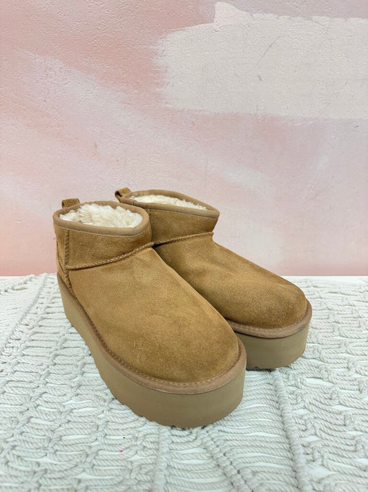 Ugg Tan Platform Shearling Bootie