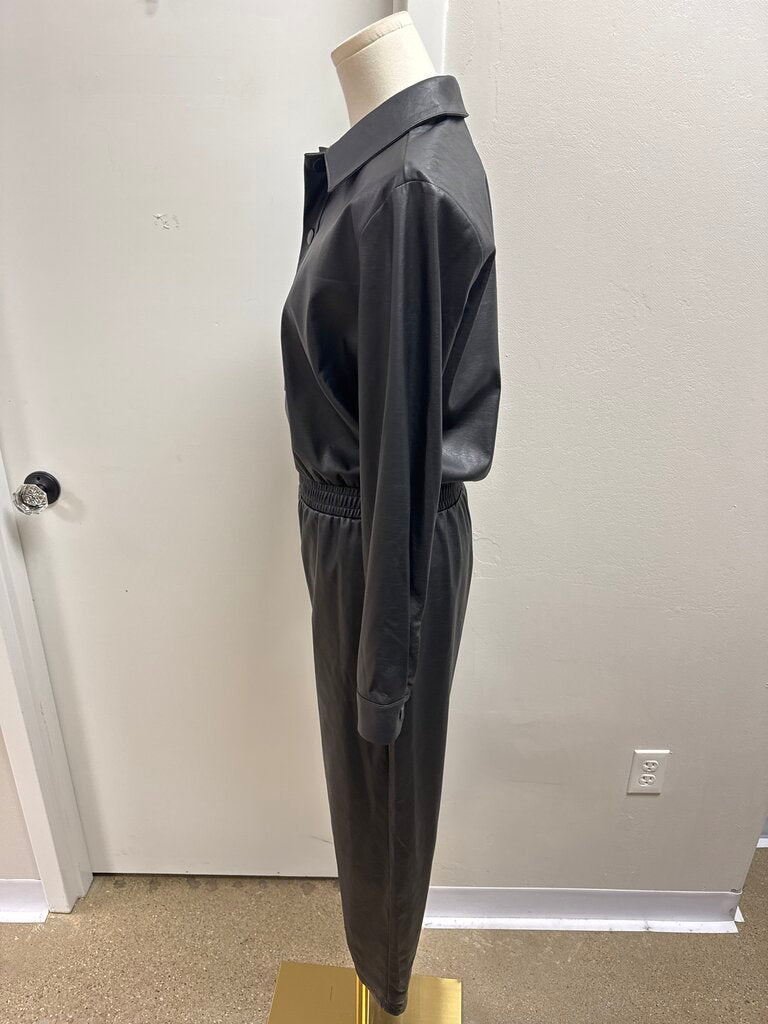 Philanthropy Black Faux Leather Jumpsuit